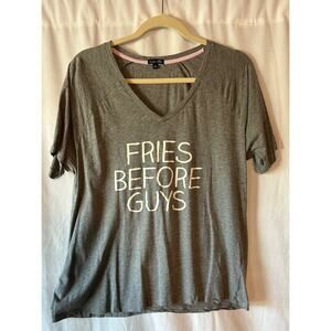 New  Cozy Zoe Womens "Fries Before Guys" Top Size XL